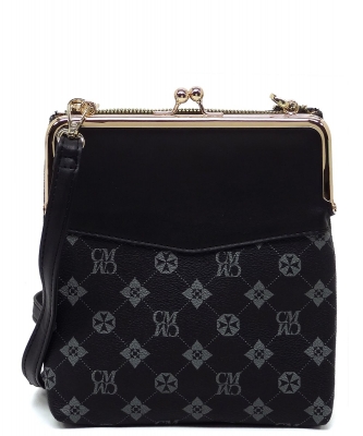 CM Monogram Kiss Lock Crossbody Bag CM1000 BLACk